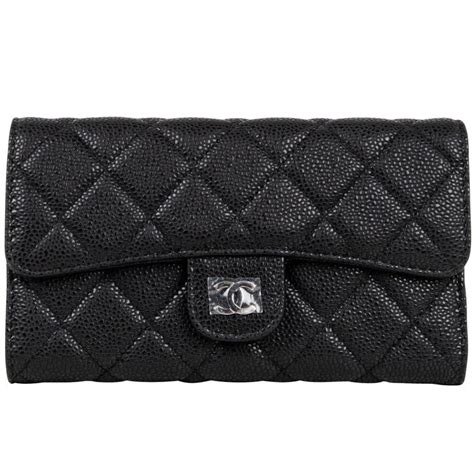 chanel small wallet black caviar|Long Wallets .